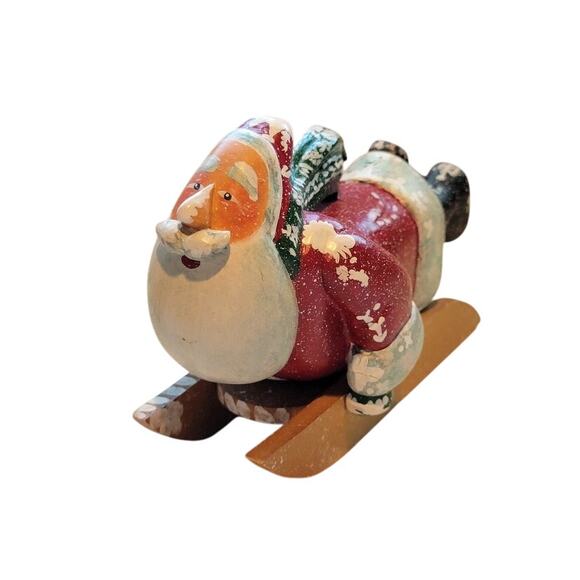 Vintage Santa On Sled Figurine - Whimsical Village Arts - Picture 1 of 11